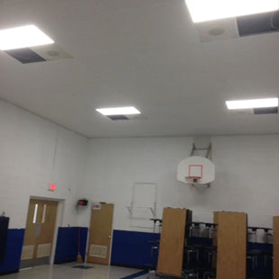 60W LED Ceiling Panels Replace Old 400W Metal Halide Fixtures in School Gym