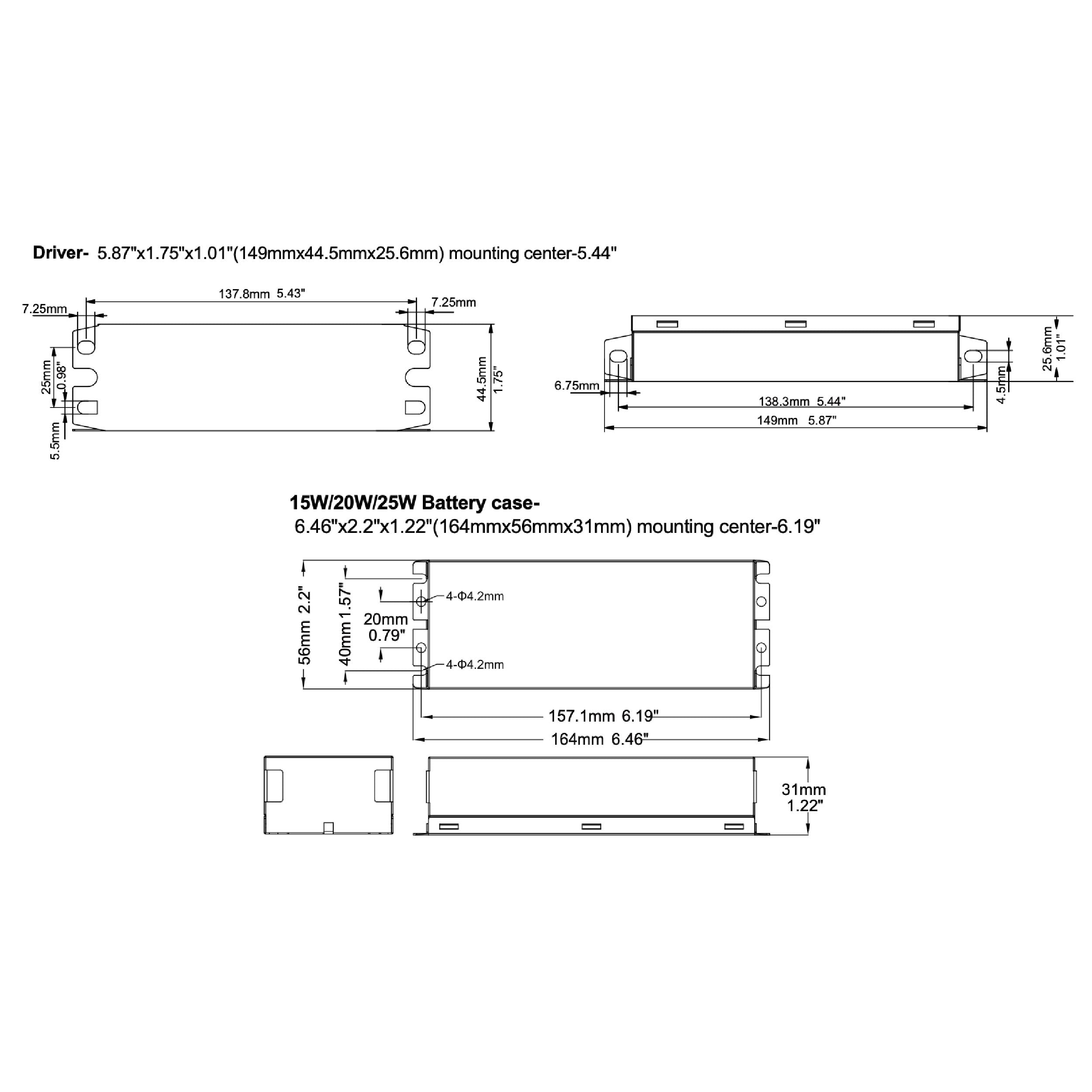 15W Emergency LED Driver for LED Lights Up to 150W