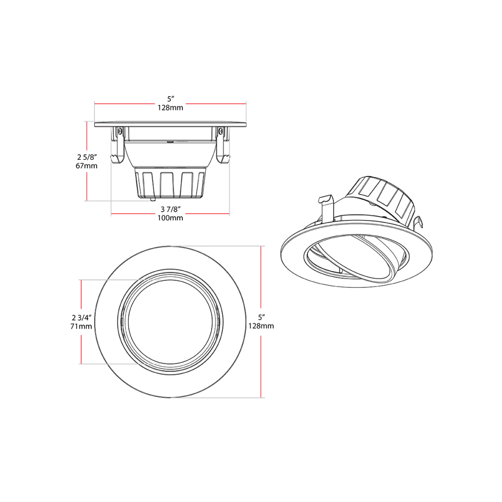 RAB LED Retrofit for 4" Recessed Downlights - 5CCT, Angle-Adjustable Lens