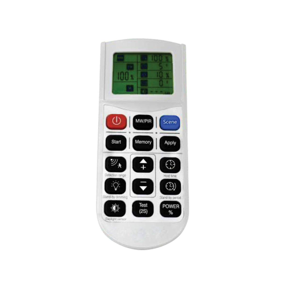 Remote Controller for PIR Sensor for HBF Selectable UFO High Bay with LCD and multiple function buttons in white casing