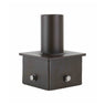 Dark bronze Tenon Adapter for 5 inch Square Pole with bolts for vertical light fixture mounting and adjustment