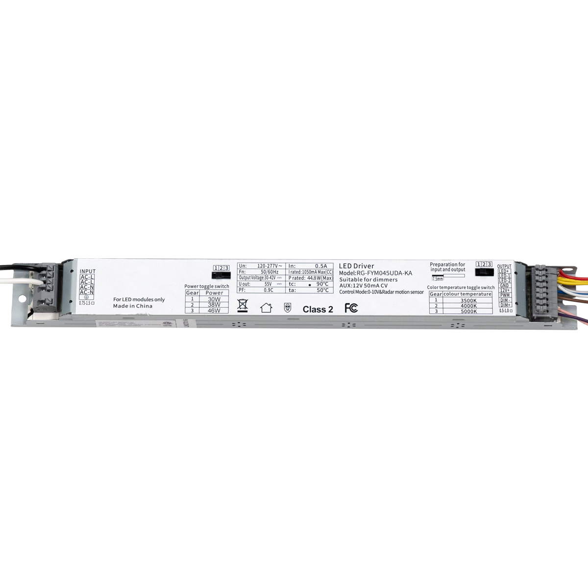 LED driver module for LED Magnetic Retrofit Kit for 2x8 or 1x8 Troffer with selectable wattage and color temperature