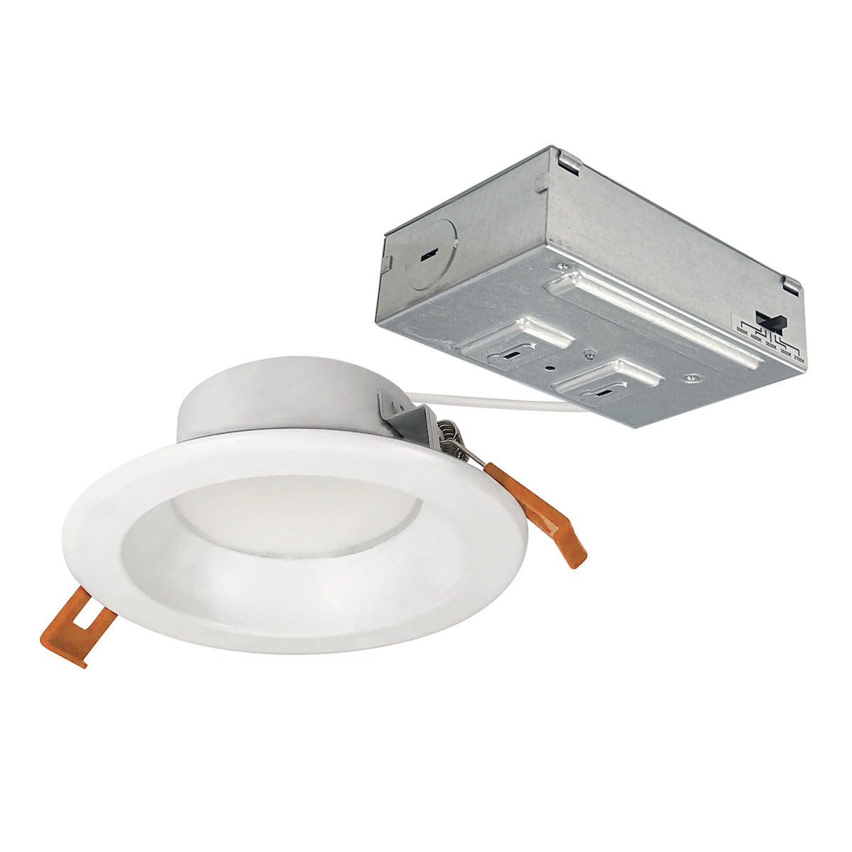 4" LED Downlight 5-CCT 10W Nora Theia with pre-wired junction box and insulation-compatible housing