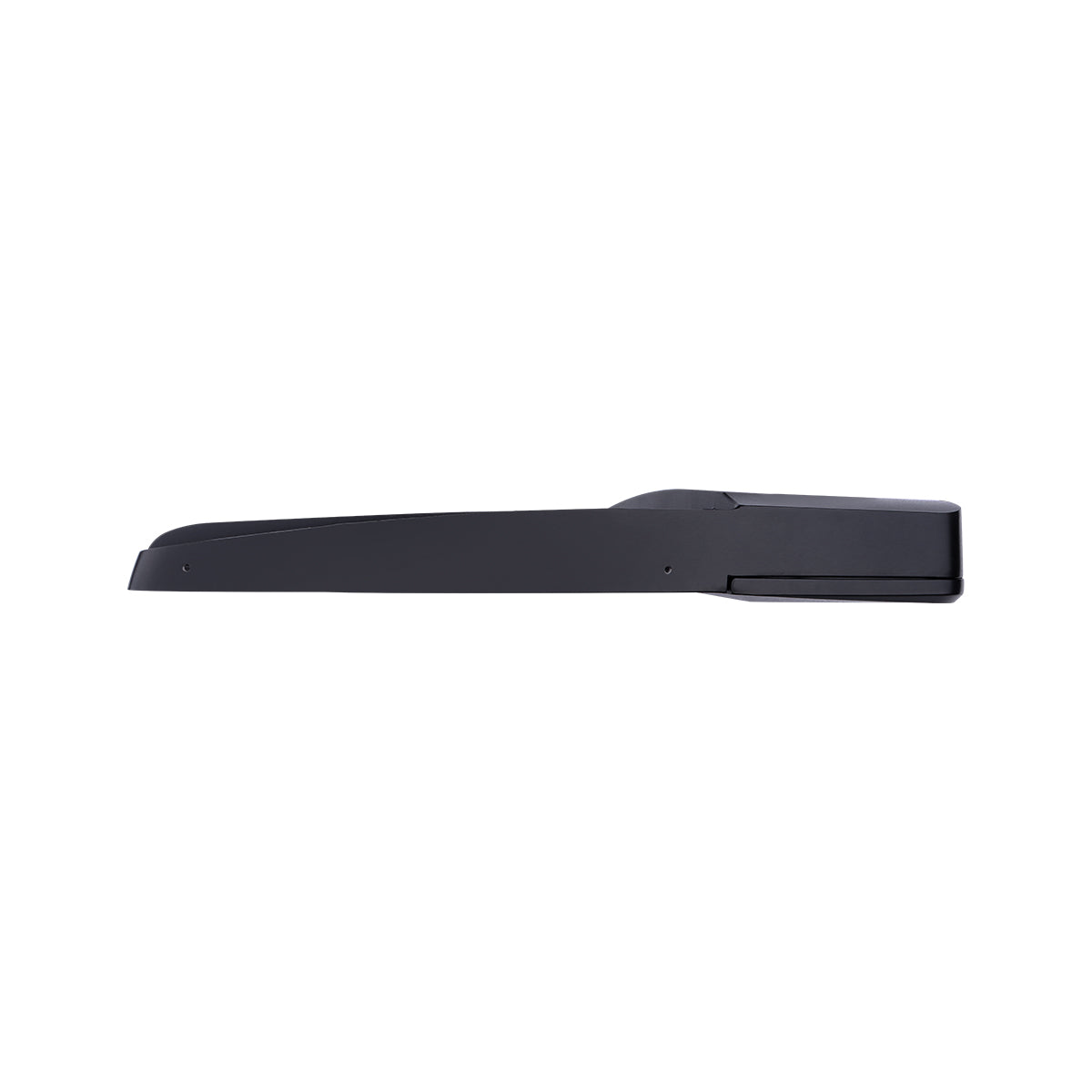 Side view of sleek LED Shoebox Area Light 3 CCT 310/280/260/240W in matte black finish for outdoor lighting