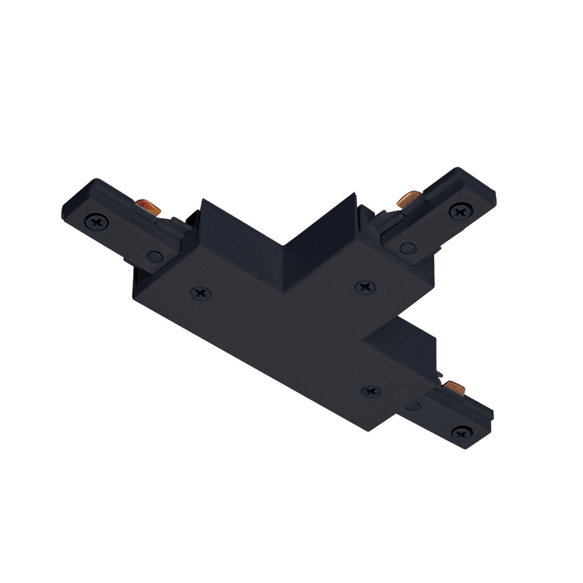 Black T Connector for joining three track sections at 90-degree angles from Track Connectors - TRAC-MASTER®