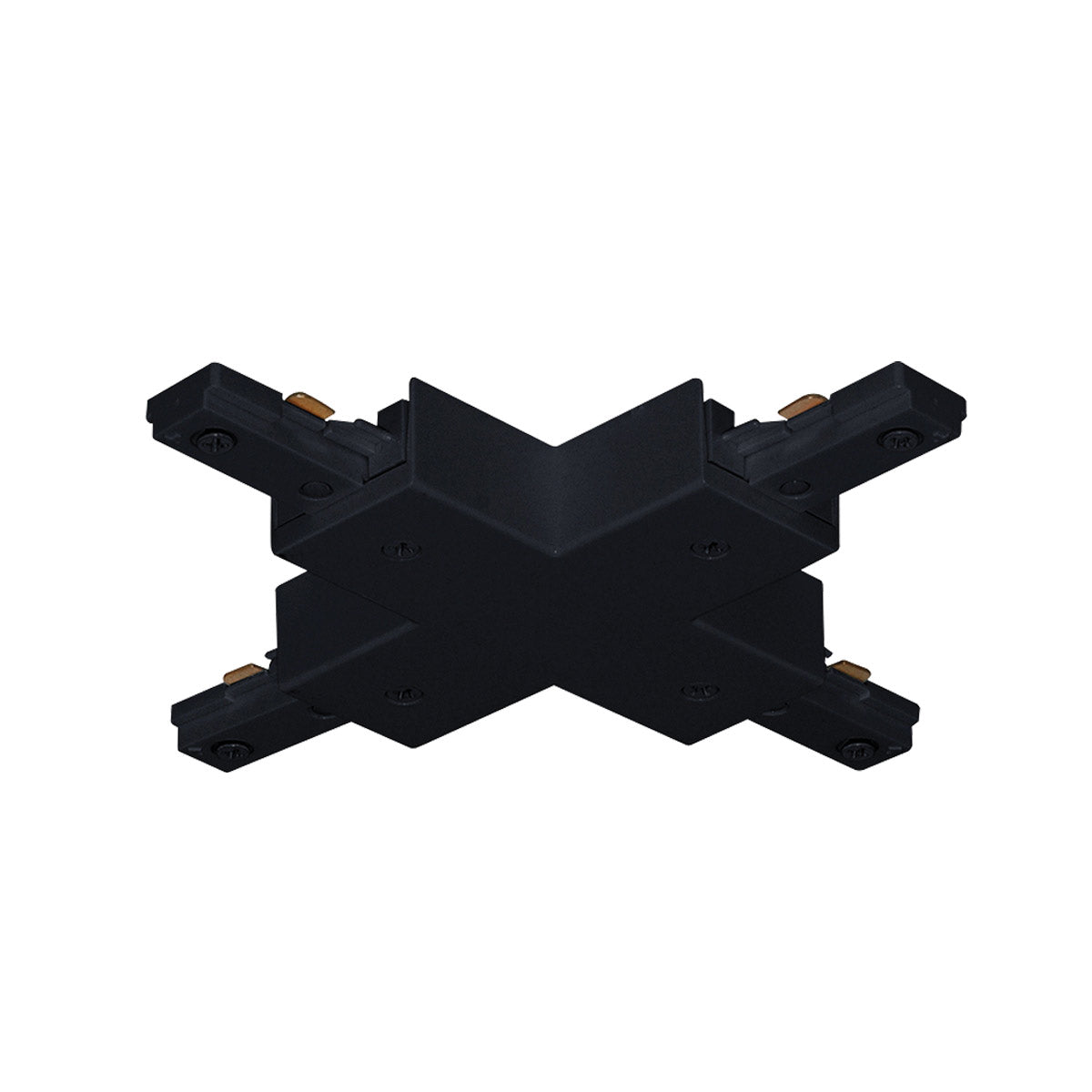 Black X Connector joining four track sections at right angles for Track Connectors - TRAC-MASTER® system