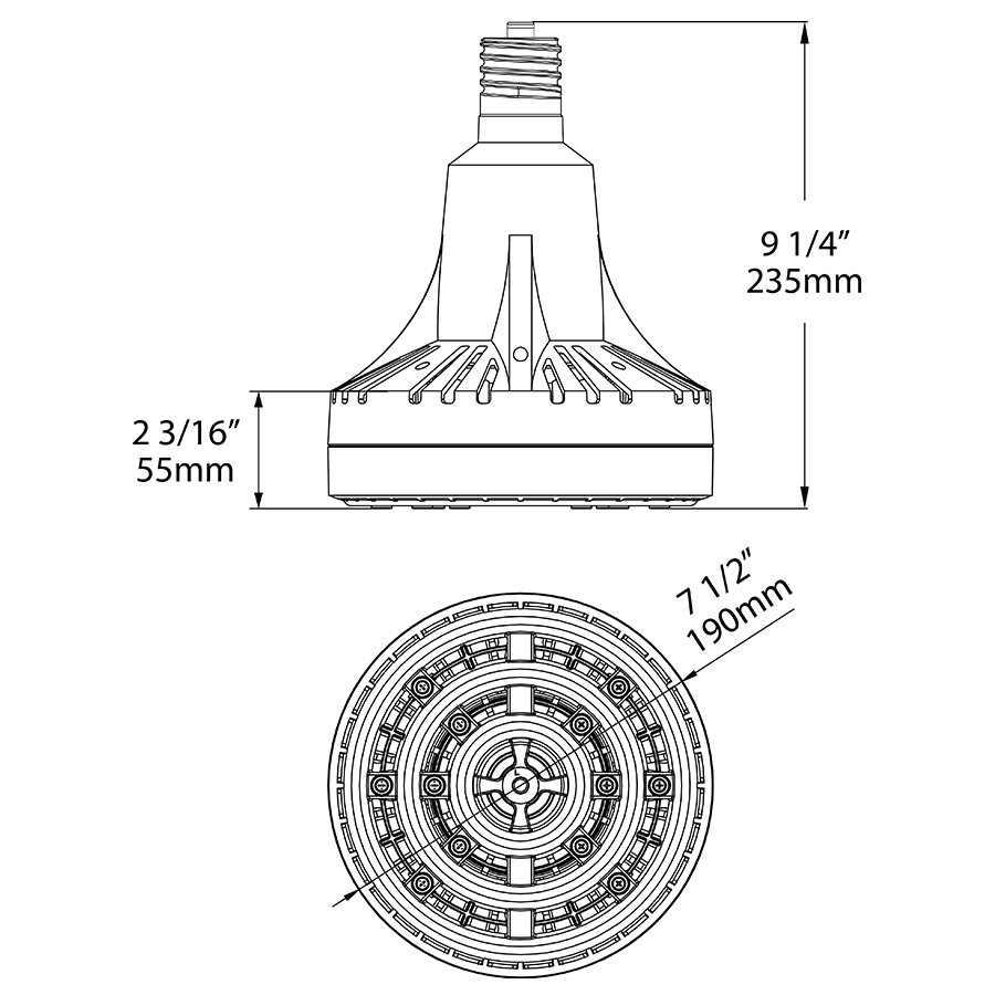 RAB LED HID Replacement Lamp - 80W Replaces 250W HID - EX39 Base