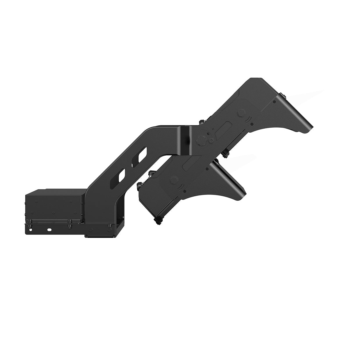 Adjustable black LED High Mast Light fixture with trunnion bracket for precise industrial and stadium lighting installation