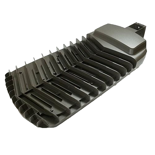 LED Architectural Shoebox Light 120W housing in dark bronze with cooling fins and sleek architectural design