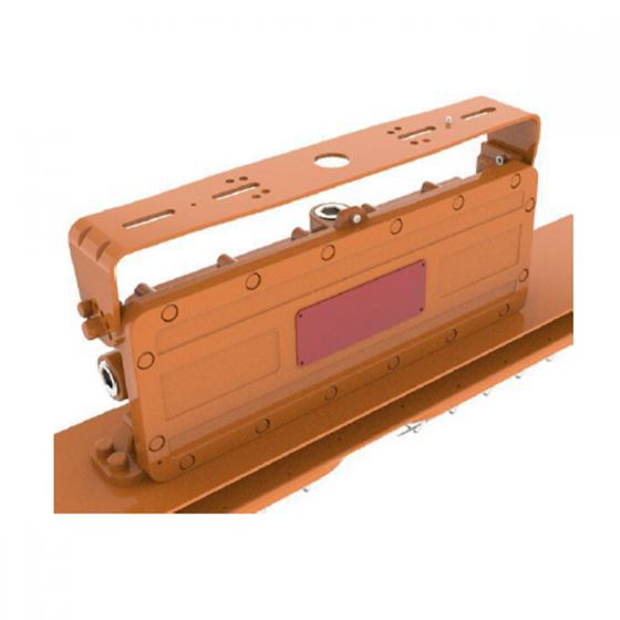 U-shaped Buckle Bracket in orange metal with mounting holes and bolts for secure attachment and support