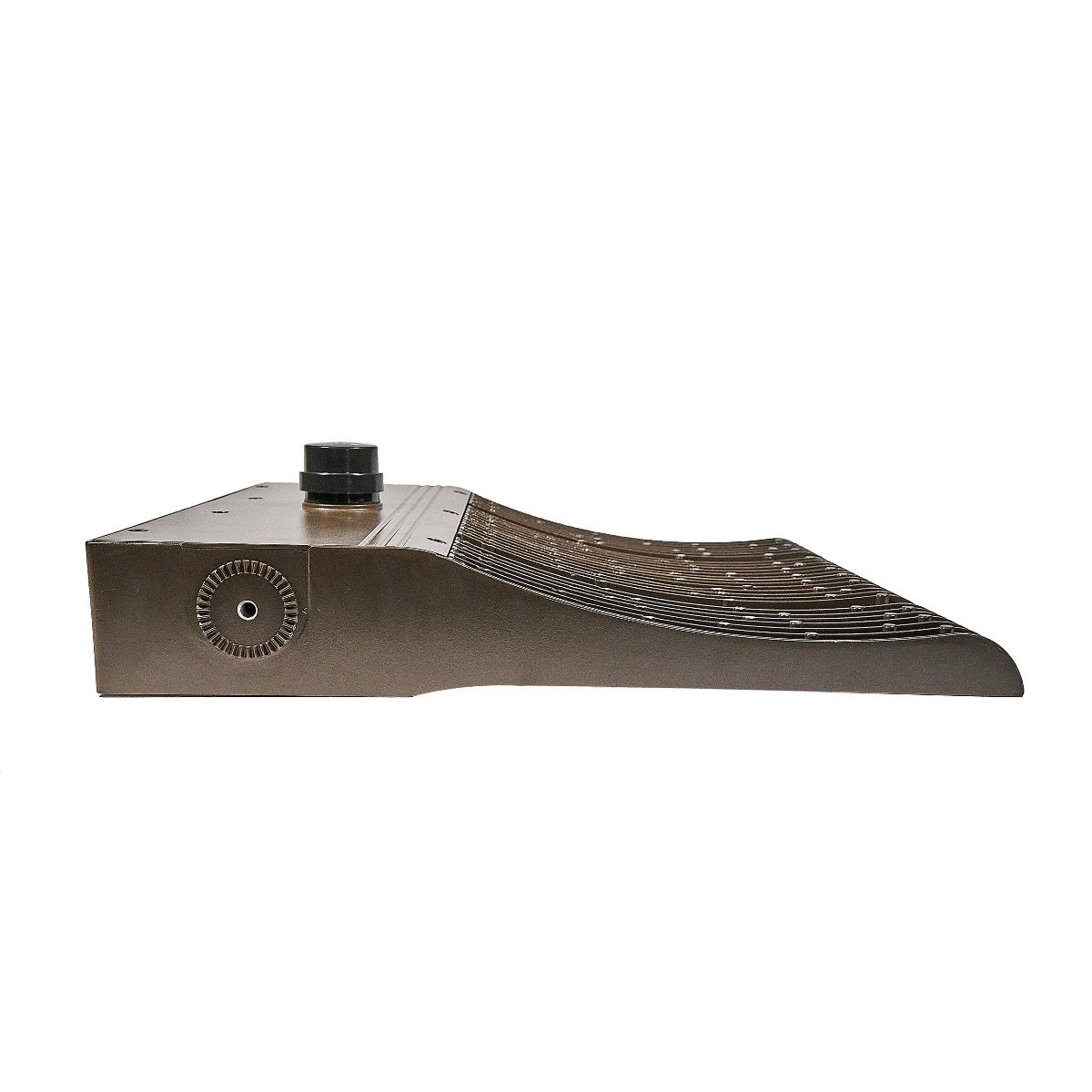 Side view of LED Shoebox Area Light 600W with slim weather-resistant design for large outdoor spaces