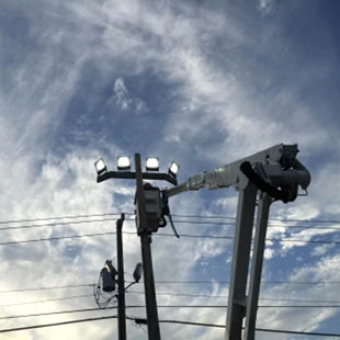 Efficient, Industrial Flood Lights Illuminate Parking Lot for Semi Trucks