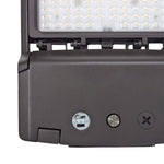 Close-up of LED Shoebox Area Light - 3 CCT - Swappable Optics showing wattage and color temperature selector panel