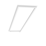 White rectangular frame with an open center viewed from an angled perspective on a white background