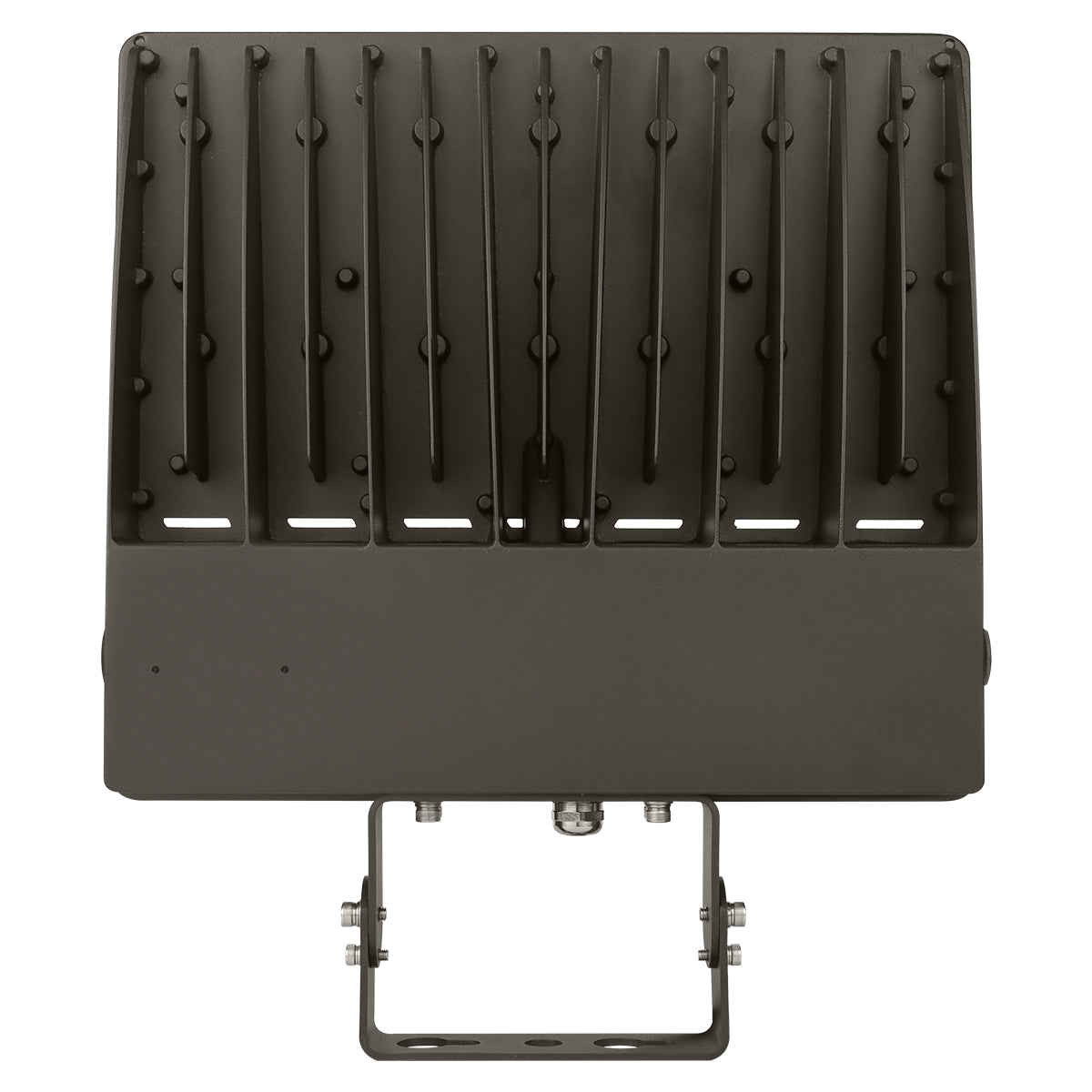 Back view of LED Flood Light 3 CCT 250/200/150/125W with heat dissipation fins and mounting bracket