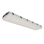 4ft LED Vapor Tight High Bay light with durable housing and adjustable 3 CCT settings for industrial use