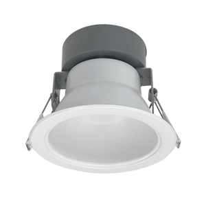 4" Architectural LED Downlight with white trim, designed for recessed lighting and flicker-free dimming.