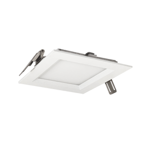 4" Square LED Downlight 5-CCT 10W Nora FLIN E thin recessed wafer with adjustable mounting clips
