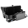 From behind, you can see the cooling fins and power driver box of this 600W LED stadium light from ELEDLights. The fixture is powder-coated in black.