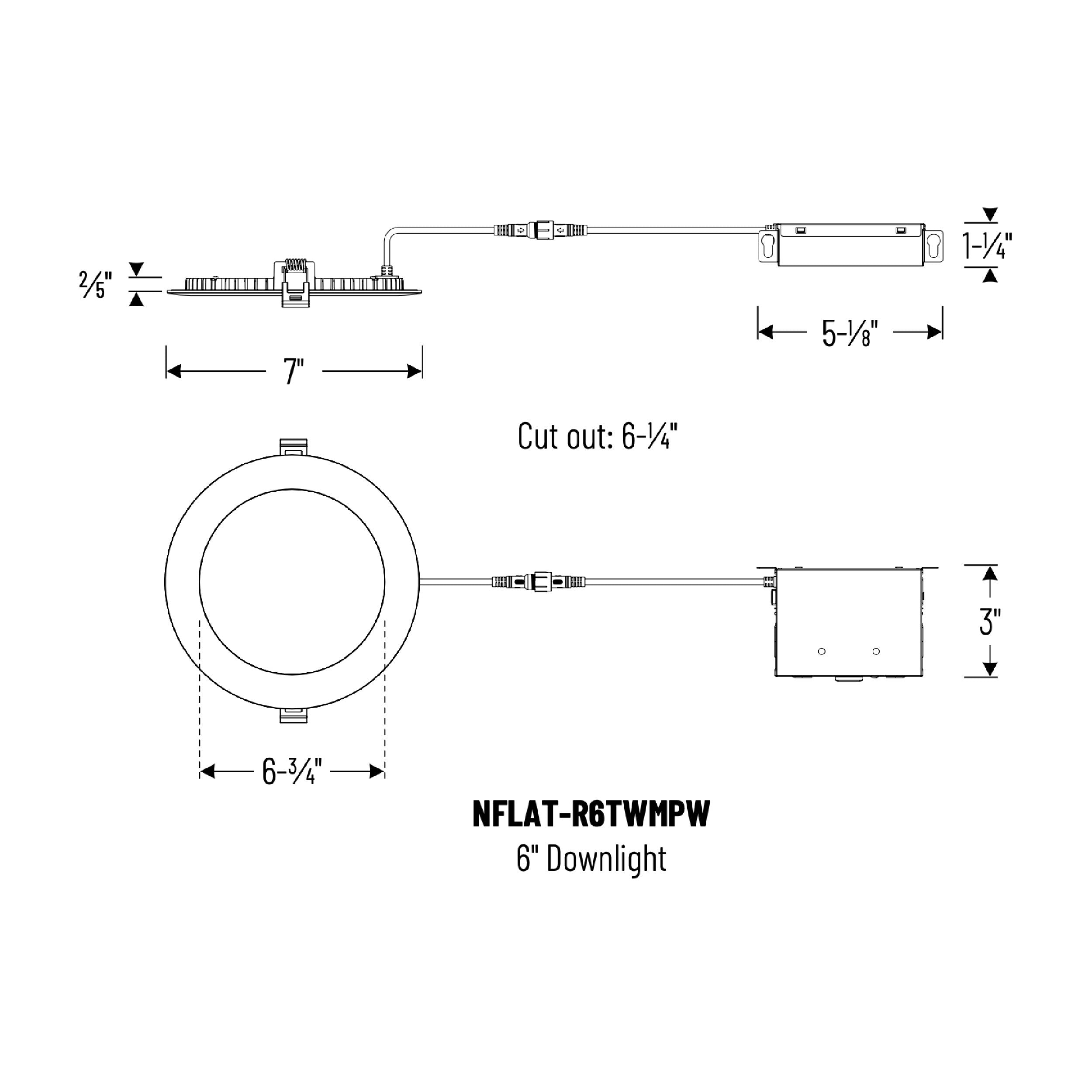 6" 13.5W Selectable Nora Flat Non-Metallic LED Wafer Light