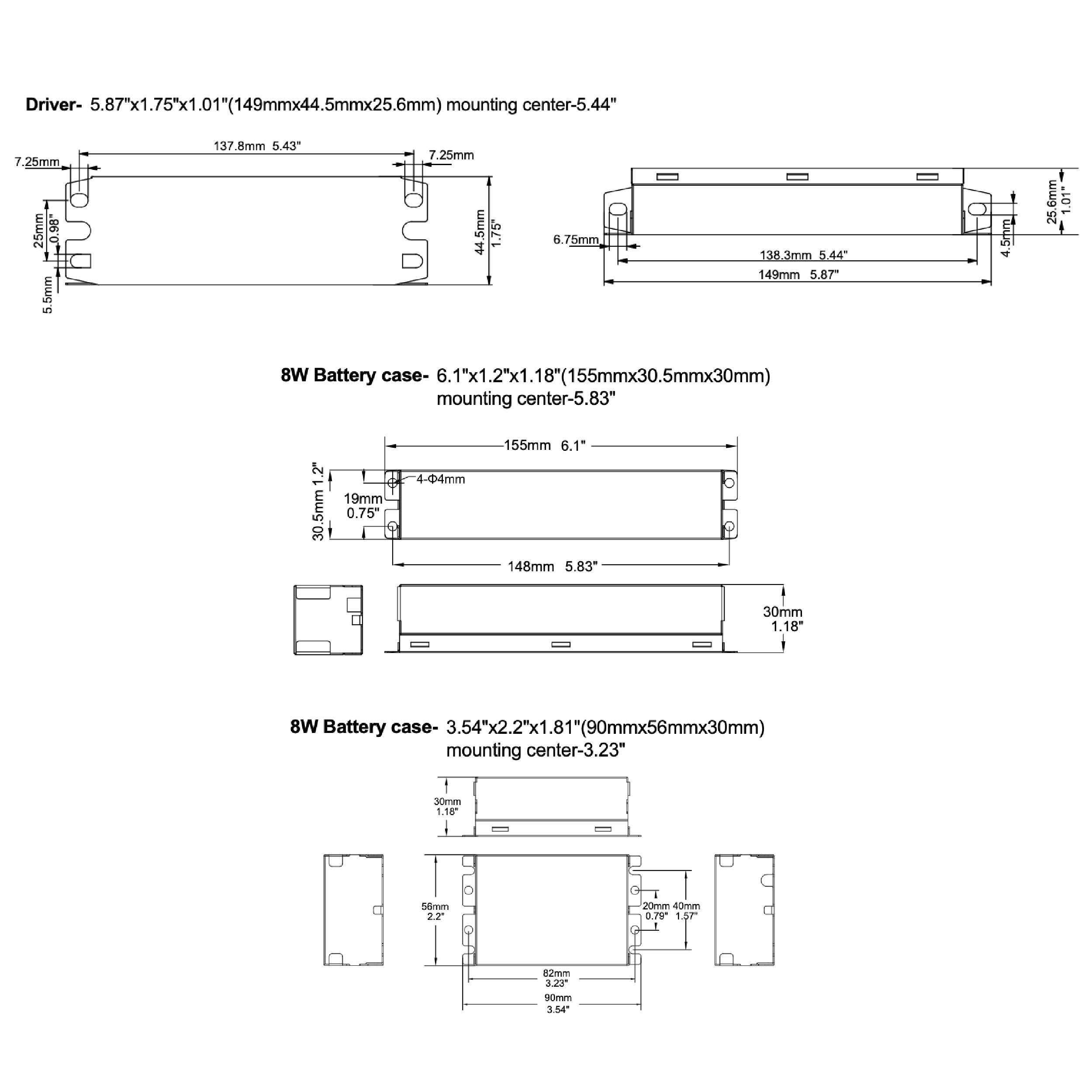 8W Emergency LED Driver for LED Lights Up to 80W