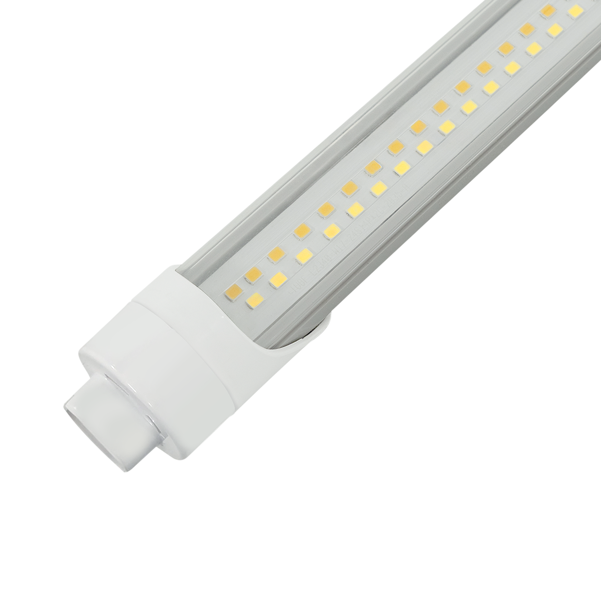 Close-up view of 8ft LED Tube 3 CCT Selectable 40W Type B showcasing LED chip details and white end cap design