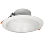 8" LED Downlight - 5-CCT - 22W - Nora Theia with white trim and adjustable clips for easy installation