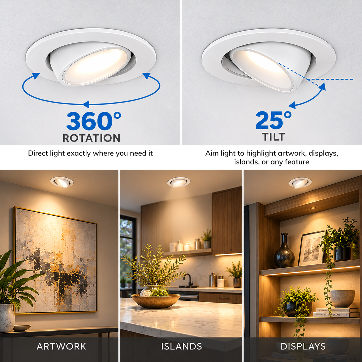4" 8W Selectable RAB Adjustable LED Gimbal Downlight