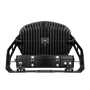 Back view of the LED sports and stadium light from ELEDLights. Cooling fins cover the entire back side of the light module. The remote driver box is visible here, mounted on the fixture's yoke bracket.