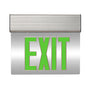 LED Edge Lit Exit Sign MaxLite with green letters and sleek modern thin-profile housing