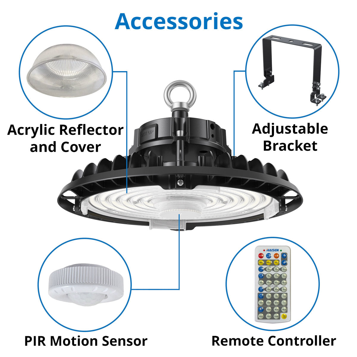 100W Selectable UFO LED Low Bay, Up to 18ft Ceilings