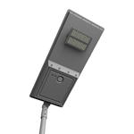 Hybrid Solar Area Light with Grid Backup 45W shown mounted with LED panel and sensor on adjustable pole.