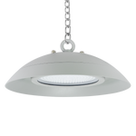 LED High Bay 100W 13,000 lm washdown light with corrosion-resistant housing and IP66 NSF certification suspended by chain