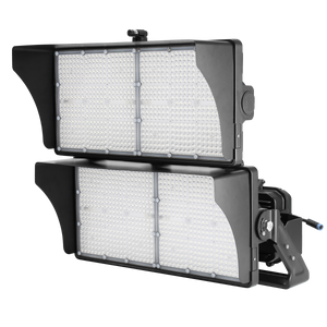 The 850W and 1200W LED stadium lights from ELEDLights are designed for pole heights from 60 to 90 ft and for large school or collegiate fields or mid-sized stadiums. The light is shown with its included glare shields and aiming sight.