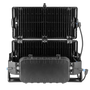 Back view of the 850W LED stadium light from ELEDLights. Black, protected cables connect from the box to both light modules as well as to power. The 1200W LED stadium light is the same size and appearance.