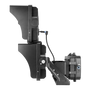 Side view of the 850W LED stadium light from ELEDLights. In addition to the two light modules, you can see the trunnion mount bracket with the power driver box mounted behind it. The 1200W LED stadium light is the same size and appearance.