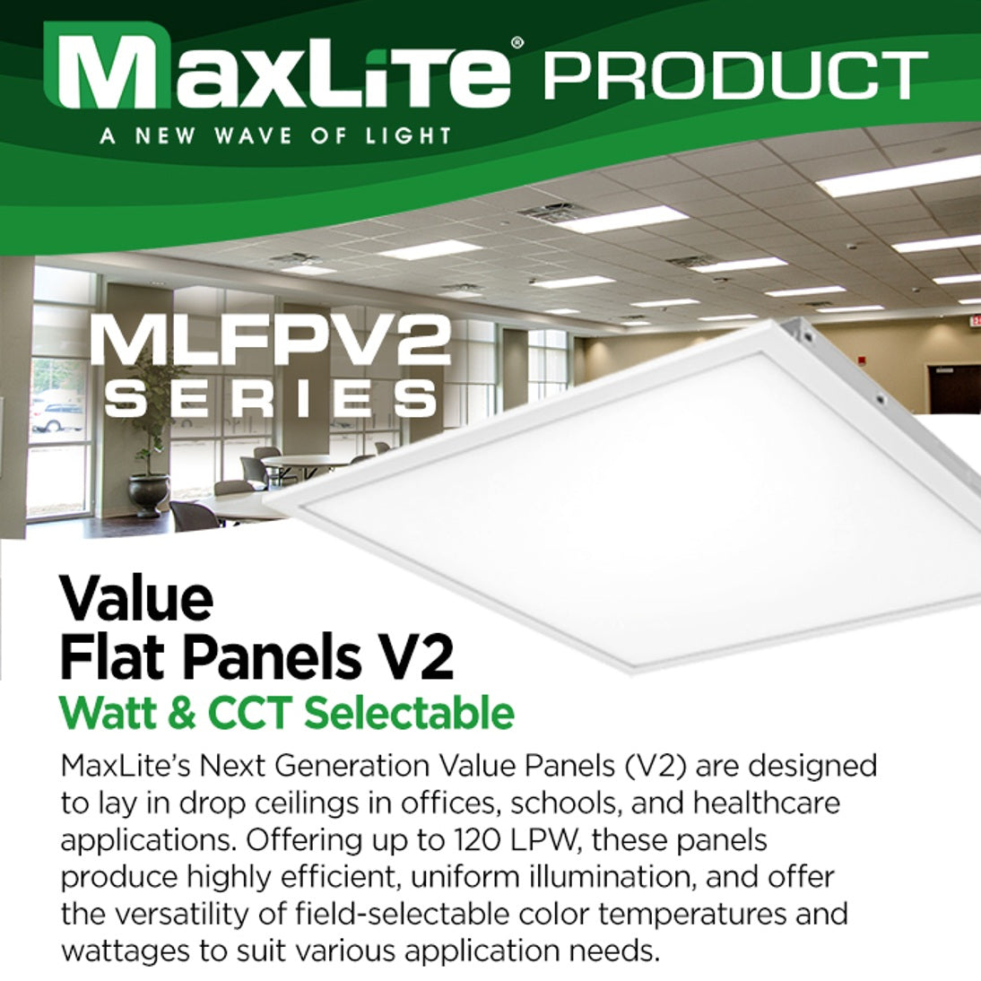 2x4 50W Selectable MaxLite LED Panel Light<br>(2-Pack)