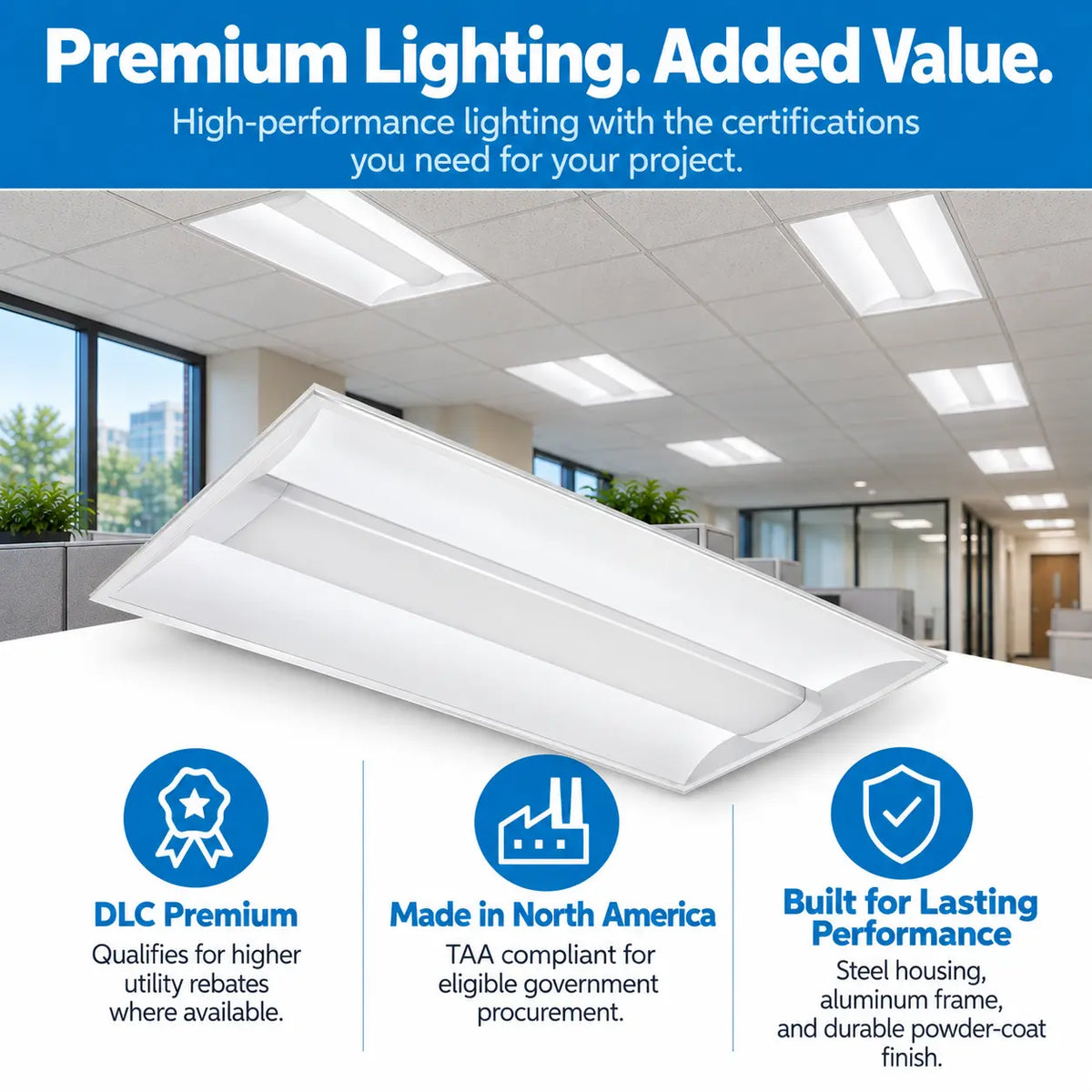 2x4 LED Troffer 44W Selectable