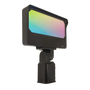 LED Flood Light RGBW 90W RAB X34 with color gradient panel and slipfitter mounting option shown isolated on white background