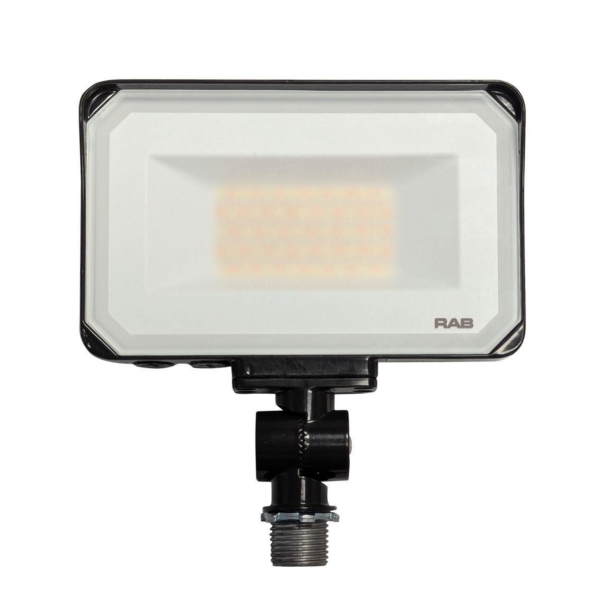 LED Flood Light RGBW 30W RAB X34 with adjustable bracket and high-reflectance white coating for bright output