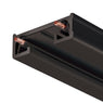 Close-up of black 1-Circuit Track Section TRAC-MASTER® with visible copper connectors and I-beam cross section design