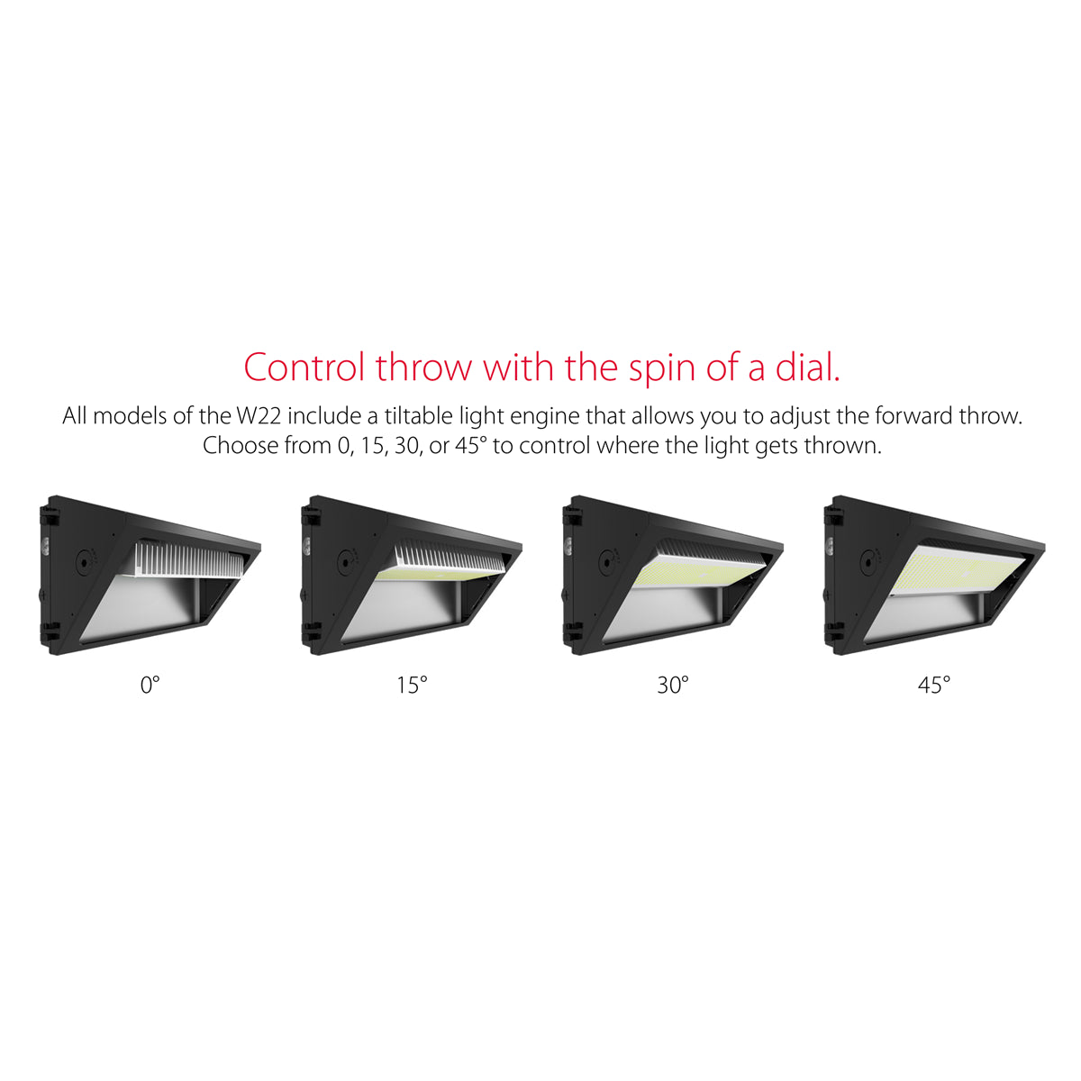 60W Selectable RAB W22 Semi Cutoff Adjustable Forward Throw LED Wall Pack