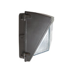 Semi Cutoff LED Wall Pack with Photocell showing side profile of black fixture housing and lens cover
