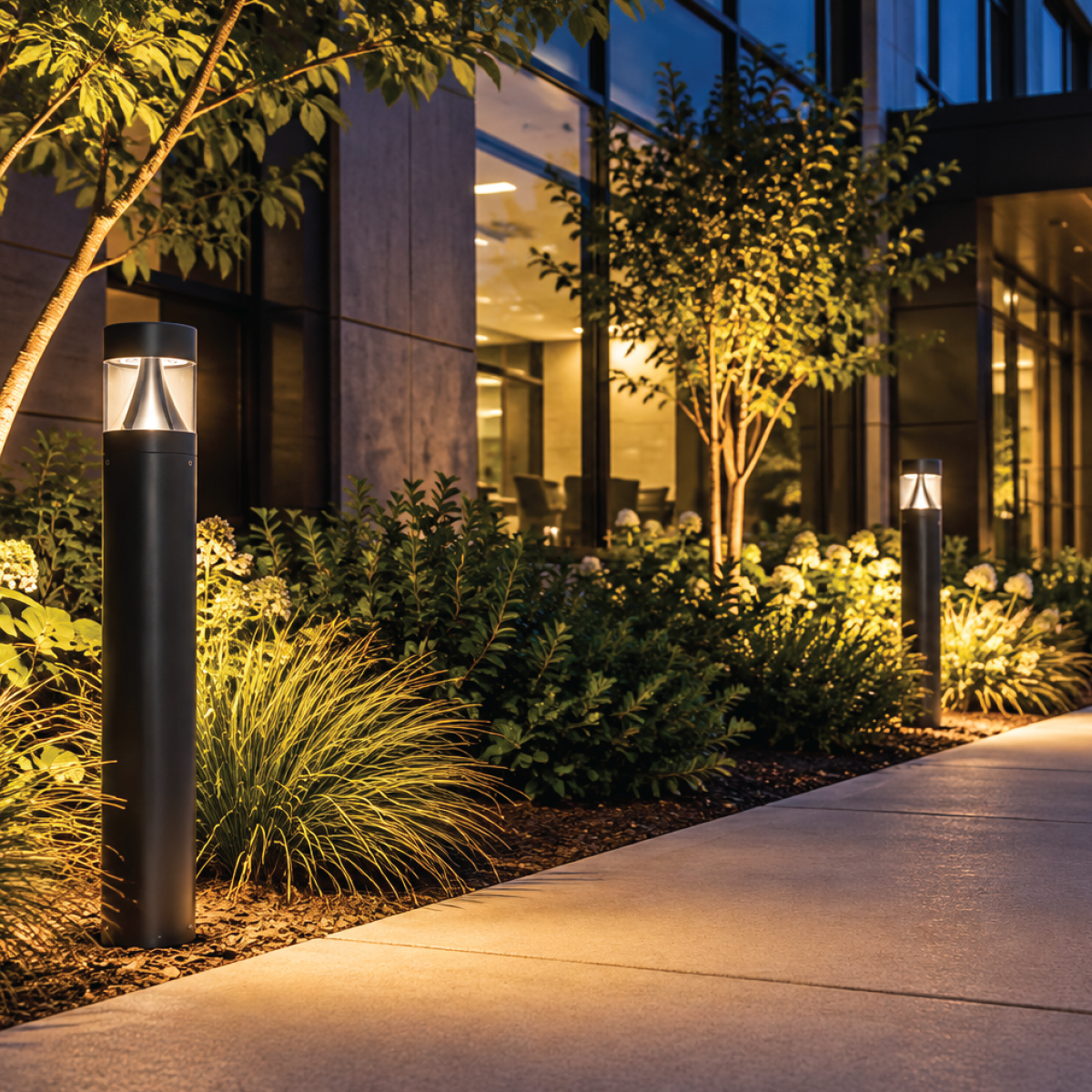 24W Selectable RAB Round LED Bollard Light, Flat Top