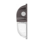 Side view of Mini LED Wall Pack w Photocell showing compact design with clear lower lens and dark upper housing
