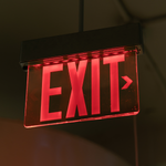 LED Edge Lit Exit Sign - MaxLite with red illuminated letters and right-pointing direction indicator arrow
