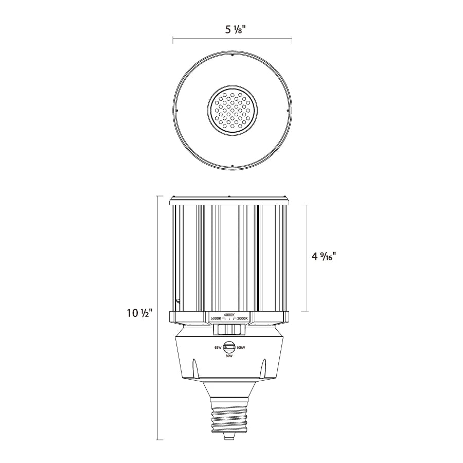 100W Selectable RAB LED HID Replacement Lamp - EX39