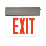 LED Edge Lit Exit Sign - MaxLite with red EXIT letters and slim modern housing for versatile mounting options