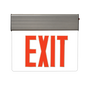 LED Edge Lit Exit Sign - MaxLite with red EXIT letters and slim modern housing for versatile mounting options