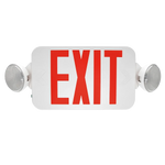 LED Exit Sign and Emergency Light Combo with dual heads and remote capability for reliable safety lighting